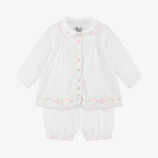 Sarah Louise-Weißes Baby-Shorts-Set aus Baumwolle | Childrensalon
