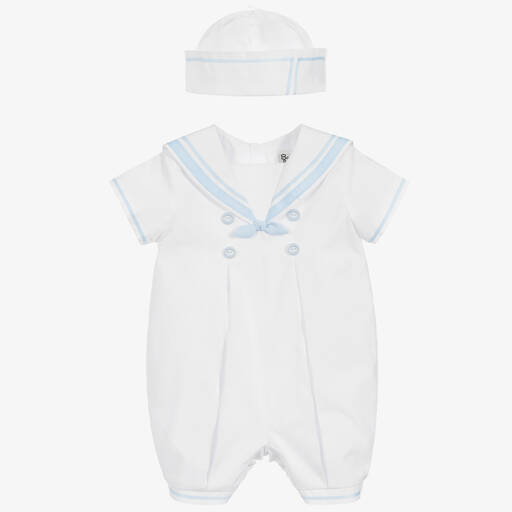 Sarah Louise-White Sailor Style Babysuit Set | Childrensalon