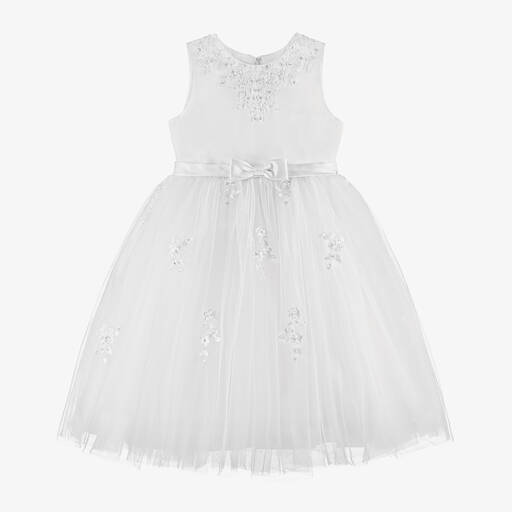 Sarah Louise-White Sleeveless Tulle Dress | Childrensalon