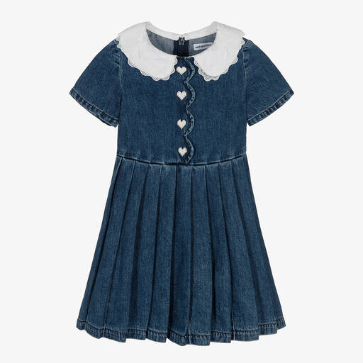 Self-Portrait-Girls Blue Cotton Denim Dress | Childrensalon