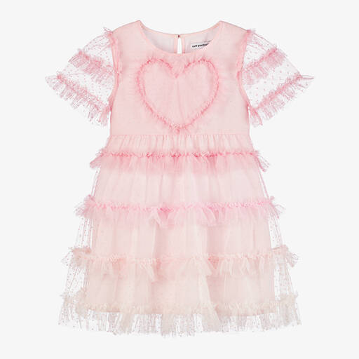 Self-Portrait-Girls Pink Tulle Heart Dress | Childrensalon