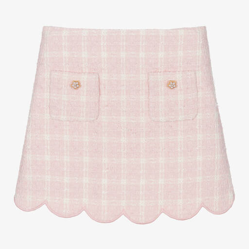 Self-Portrait-Girls Pink Tweed Skirt | Childrensalon