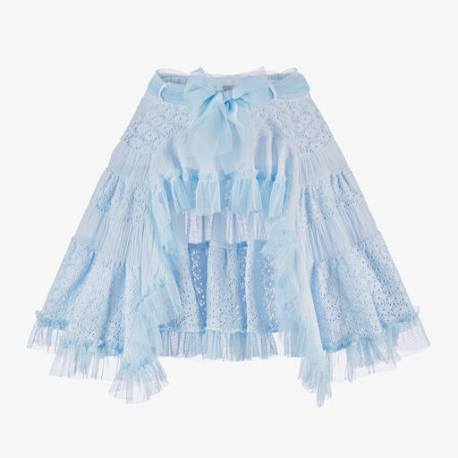 Selini Action-Girls Blue Cotton & Tulle Beach Skirt | Childrensalon