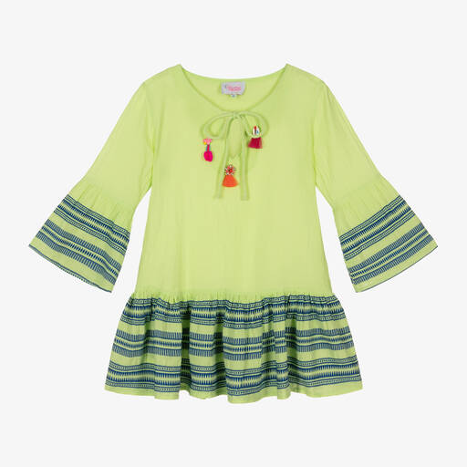 Selini Action-Girls Green Cotton Dress | Childrensalon