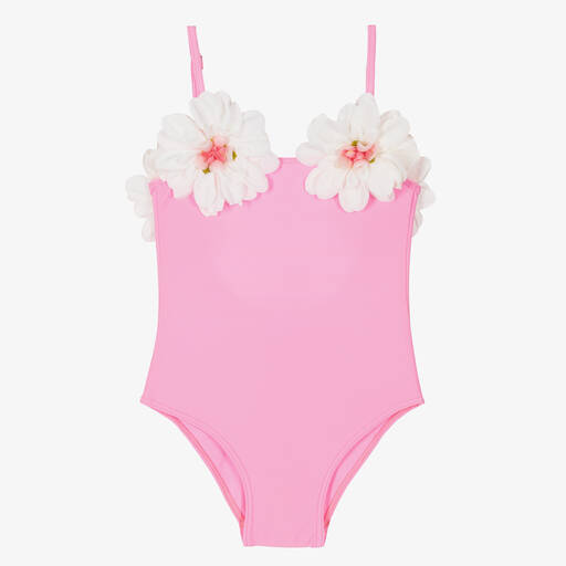 Selini Action-Girls Pink Flower Appliqué Swimsuit | Childrensalon