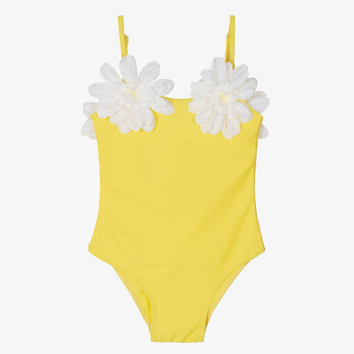 Selini Action-Girls Yellow Flower Appliqué Swimsuit | Childrensalon