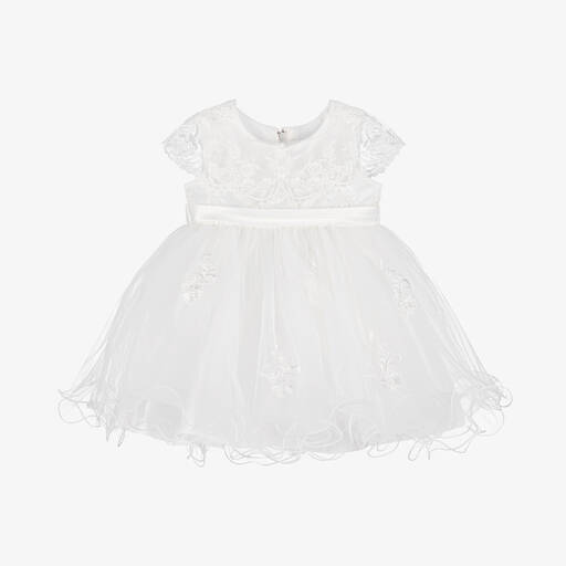 Sevva-Baby Girls Ivory Embroidered Tulle Dress | Childrensalon