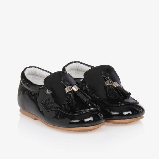 Sevva-Boys Black Faux Patent Leather Loafers | Childrensalon