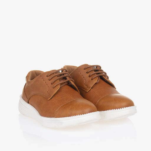 Sevva-Boys Brown Faux Leather Shoes | Childrensalon