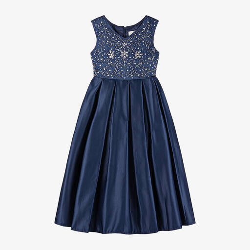 Sevva-Girls Navy Blue Satin Dress | Childrensalon