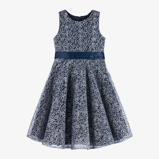 Sevva-Girls Navy Blue & Silver Tulle Dress | Childrensalon