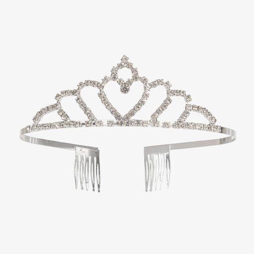 Sevva-Girls Silver Diamante Tiara Hairband | Childrensalon