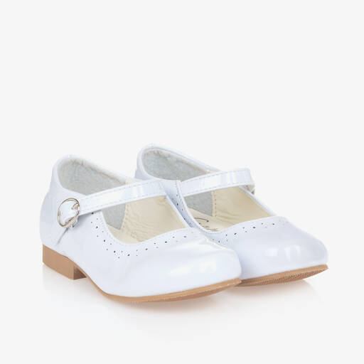 Sevva-Girls White Faux Patent Leather Shoes | Childrensalon
