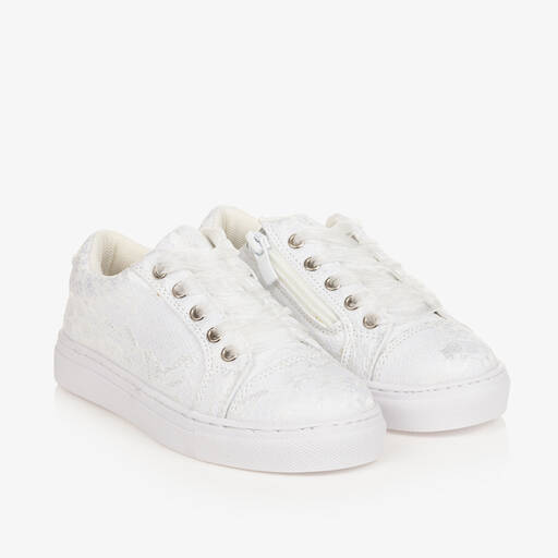 Sevva-حذاء رياضي بأربطة لون أبيض للبنات  | Childrensalon