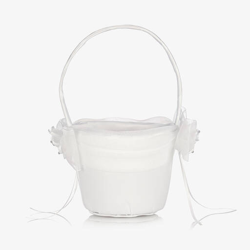 Sevva-Girls White Satin Basket Bag (12cm) | Childrensalon