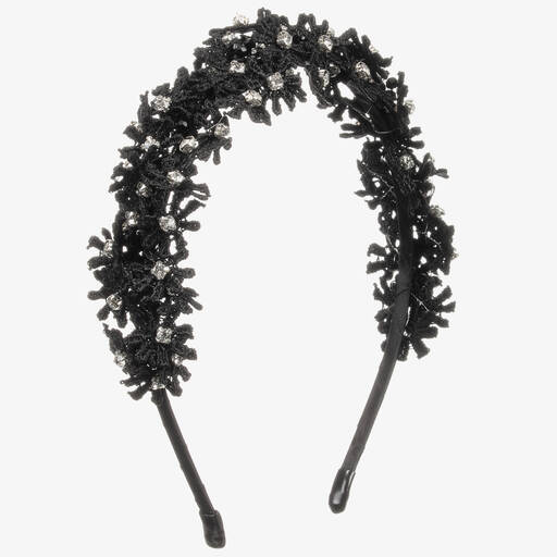 Sienna Likes To Party-Girls Black Floral Hairband | Childrensalon