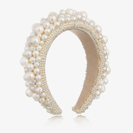Sienna Likes To Party-Girls Ivory Pearl Hairband | Childrensalon