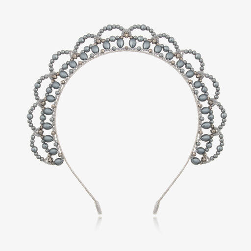 Sienna Likes To Party-Girls Silver Pearl Hairband | Childrensalon