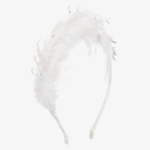 Sienna Likes To Party-Girls White Feather Hairband | Childrensalon
