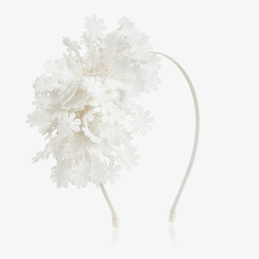 Sienna Likes To Party-Girls White Flowers Hairband | Childrensalon