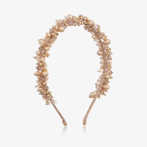 Sienna Likes To Party-Gold Pearl & Crystal Hairband | Childrensalon