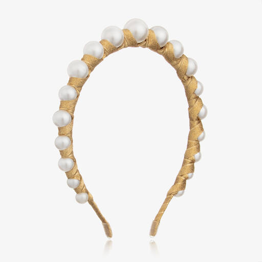 Sienna Likes To Party-Gold Vida Pearl Hairband | Childrensalon