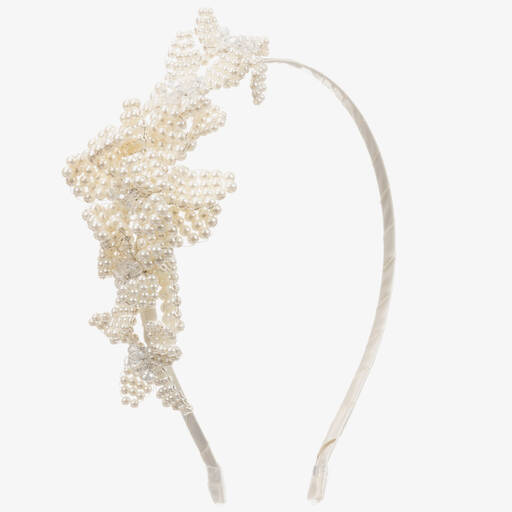 Sienna likes to party-Ivory Beaded Hairband | Childrensalon
