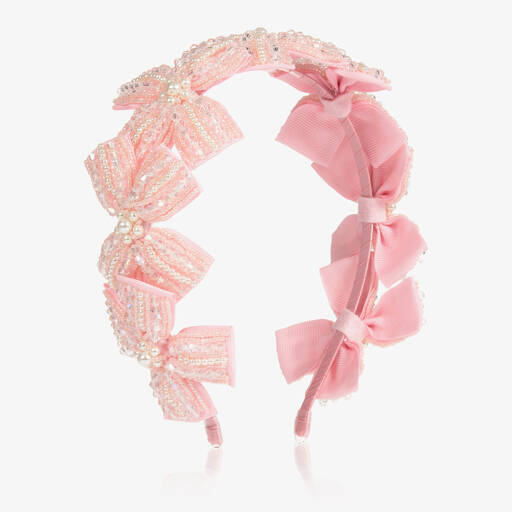 Sienna Likes To Party-Розовый ободок с бантиками, расшитыми бусинами | Childrensalon