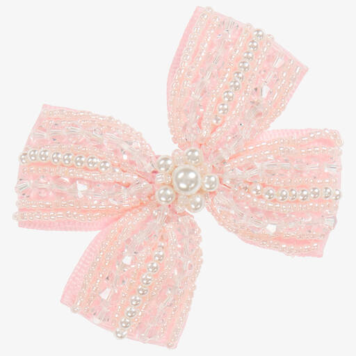 Sienna Likes To Party-Pink Bow Hair Clip (7cm) | Childrensalon