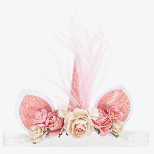 Sienna Likes To Party-Pink Floral Unicorn Headband | Childrensalon