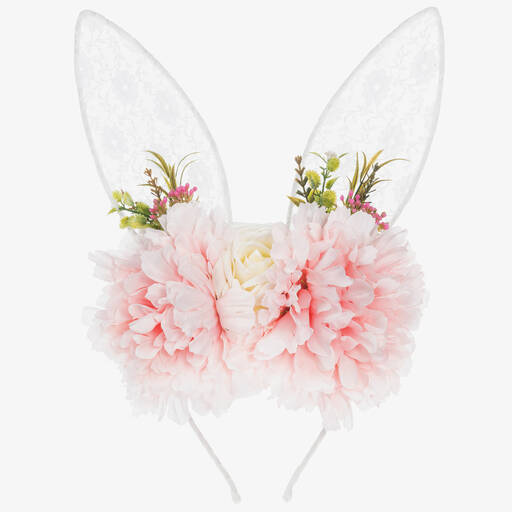 Sienna Likes To Party-White Floral Bunny Hairband | Childrensalon