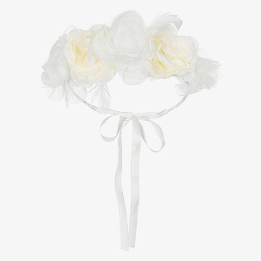 Sienna Likes To Party-White & Ivory Rose Hair Garland | Childrensalon