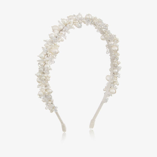 Sienna Likes To Party-White Pearl & Crystal Hairband | Childrensalon