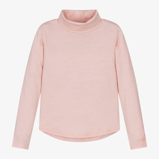 Smalls Merino-Pink Merino Wool Roll Neck Top | Childrensalon