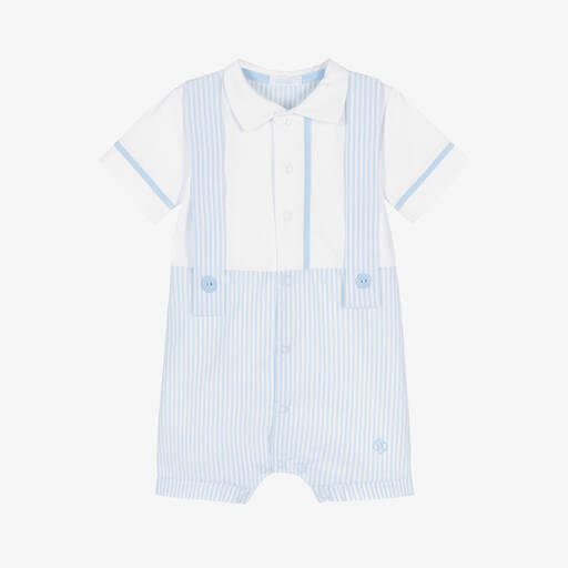 Sofija-Baby Boys Blue Cotton Stripe Shortie | Childrensalon