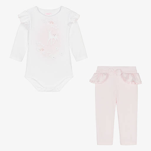 Sofija-Baby Girls Pink Cotton Leggings Set | Childrensalon