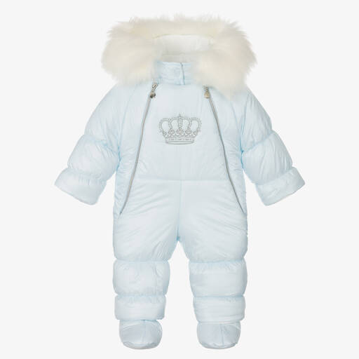 Sofija-Blue Crown Baby Snowsuit | Childrensalon