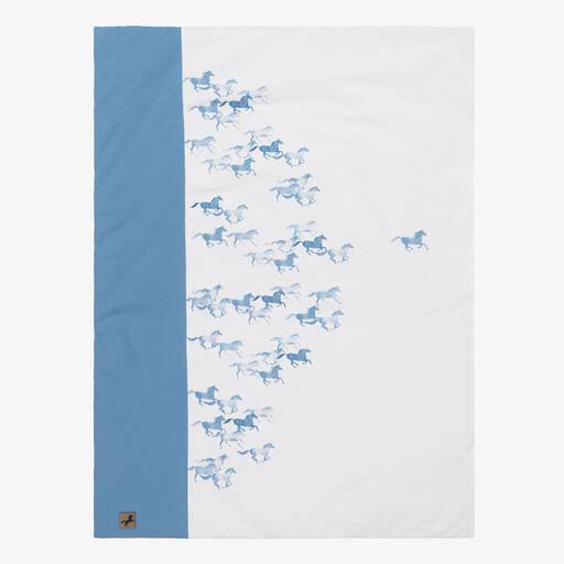 Sofija-Blue & White Cotton Padded Blanket (88cm) | Childrensalon