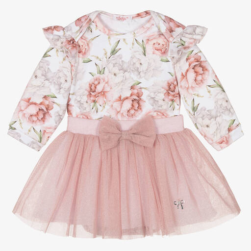 Sofija-Розовое боди и юбка из хлопка для девочек | Childrensalon