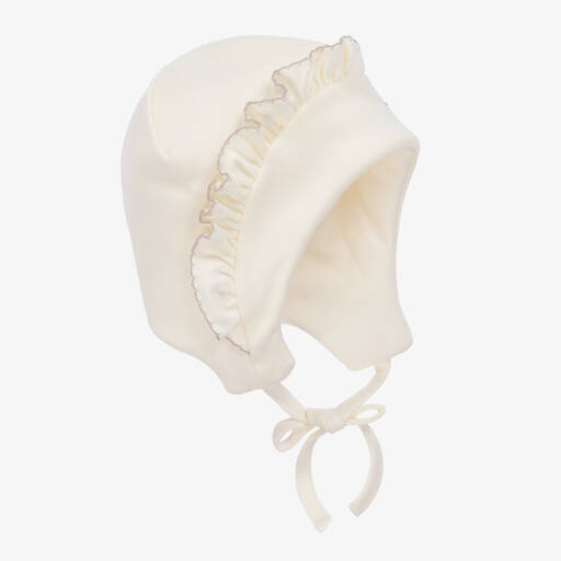 Sofija-Ivory Cotton Padded Bonnet | Childrensalon