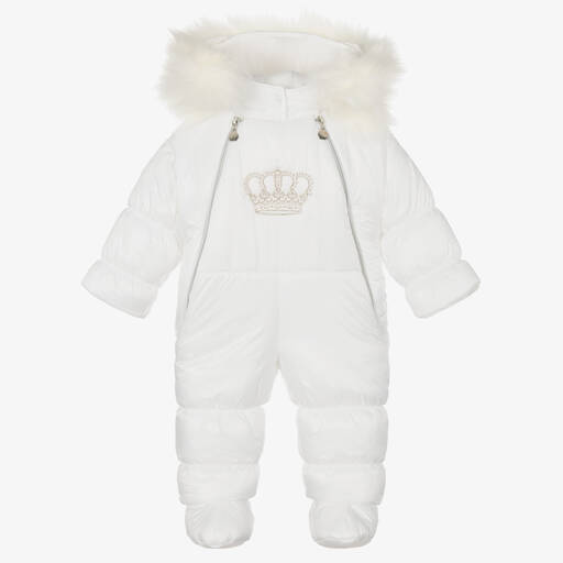 Sofija-Ivory Crown Baby Snowsuit | Childrensalon