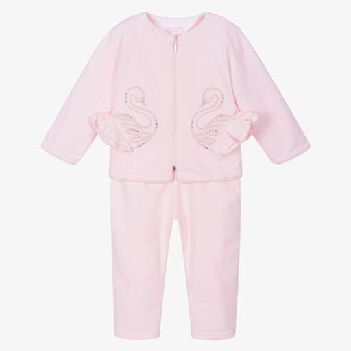 Sofija-Pink Cotton Baby Trouser Set | Childrensalon