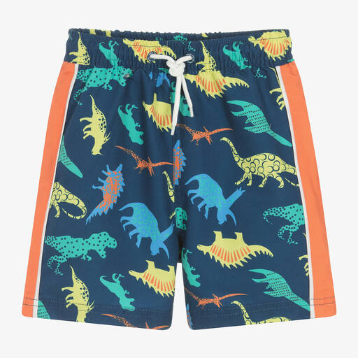 Soli Swim-Boys Blue Dinosaur Swim Shorts | Childrensalon