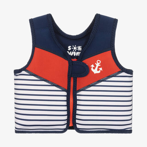 Soli Swim-Boys Blue & Red Stripe Float Vest | Childrensalon