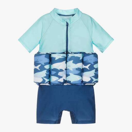 Soli Swim-Boys Blue Shark Float Suit (UPF50+) | Childrensalon