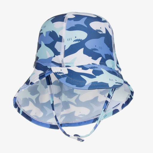 Soli Swim-Boys Blue Shark Swim Hat (UPF50+) | Childrensalon