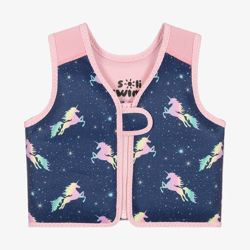 Soli Swim-Girls Blue & Pink Unicorn Float Vest | Childrensalon