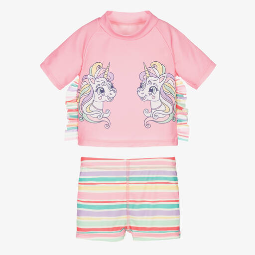 Soli Swim-Girls Pink Unicorn Swim Set (UPF50+) | Childrensalon