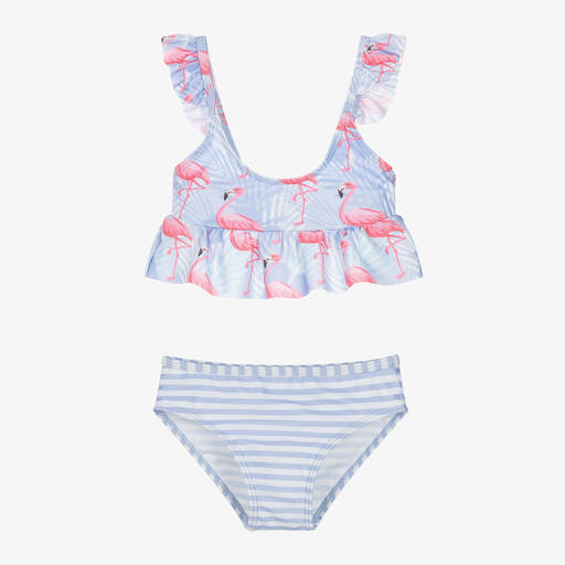 Soli Swim-Girls Purple Flamingo Print Bikini (UPF50+) | Childrensalon