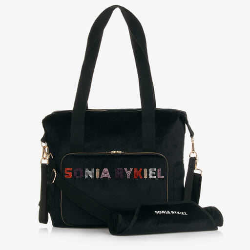 Sonia Rykiel Paris-Black Velvet Baby Changing Bag (45cm) | Childrensalon